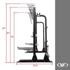 an image of a weight machine with measurements for the height and width on white background