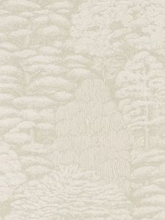 a white wallpaper with trees and clouds on it