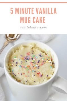 Dense, Spongy, 5 Minute Vanilla Mug Cake (No Eggs!)