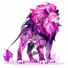 a colorful lion is standing on the ground