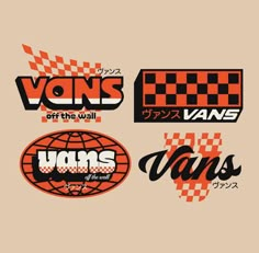 various vans stickers on a beige background