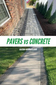 a sidewalk with the words paverss vs concrete on it