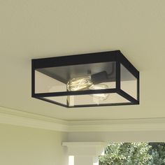 a ceiling light that is on the outside of a house