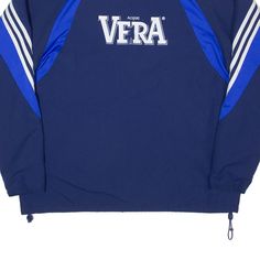 Item is in good used condition. >Size: L >Armpit To Armpit: 26" >Armpit To Cuff: 24" >Collar To Hem: 29" Blue Collegiate Track Jacket For Sports Events, Blue Collegiate Track Jacket For College, Blue Collegiate Track Jacket For Sports, Blue Sporty Track Jacket For Streetwear, Navy Athleisure Windbreaker For Streetwear, Urban Style Blue Track Jacket For Sports, Blue Varsity Track Jacket For Sports, Blue Sporty Windbreaker With Ribbed Cuffs, Blue Track Jacket With Ribbed Cuffs For Streetwear