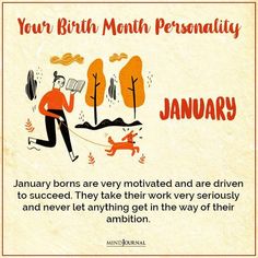 a man is walking his dog in the park with an inscription on it that reads, your birth month personality january