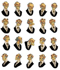 an image of cartoon character heads with different expressions and facial expressions for each individual to see