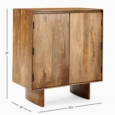 the sideboard is made out of wood and has two doors on each side, with one door open