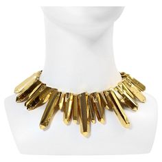 Vintage Maison Goossens Yves Saint Laurent YSL Rock Crystal Collar Heavy Necklace. Couture at its best. Long and Short Pieces of Gold Tone Spikes. Bars of Gold. This necklace is so stunning. It is heavy and substantial! Pieces are supposed to look jaggy! This is Couture at its finest! Ysl Necklace, Rock Crystal Necklace, Heavy Necklace, Greek Gods, Rock Crystal, French Artists, Link Necklace, Crystal Necklace, Yves Saint Laurent