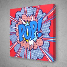 the pop art print is displayed on a wall