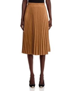 Single Thread Pleated Faux Suede Midi Skirt Chic Brown Full Skirt Bottoms, Chic Brown Lined Pleated Skirt, Chic Brown Midi Pleated Skirt, Faux Suede Fabric, Women Skirts Midi, Faux Suede, Midi Skirt, Womens Skirt