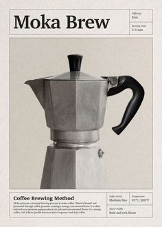 the front cover of moka brew coffee brewing method, featuring an espresso maker