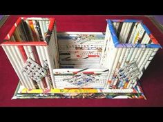 an open book case with many books in it on a red carpeted flooring