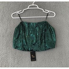 Sincerely Jules Women's Large Sequined Corset Tube Top Cropped Bandeaumaterial: Polyester, Lurex, Spandex Black With Green Sequins Stretchy Inside Size Tag Is Coming Off Strapless Green Bandeau Tube Top For Night Out, Green Strapless Crop Top For Party, Green Bandeau Top For Party, Sincerly Jules, Sincerely Jules, Green Sequins, Top Cropped, Tube Top, Size Tag