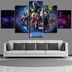 the avengers movie poster hanging in a living room