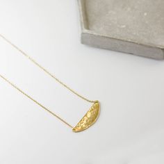 "Half Moon Necklace, Half Circle Necklace, Crescent Necklace, Gold Crescent Necklace, Geometric Necklace, Simple Gold Necklace, Gift for Her, Necklace for Women, Gift for Her, Sterling Silver, 14K Solid Gold, Birthday Gift HALF MOON NECKLACE A dainty geometric necklace with a hammered crescent pendant on a gold plated chain. Minimalist design, delicate necklace ideal for a gift to a friend or to yourself. Is also available in smooth surface (not hammered) and in 14K solid gold as well. The lengt Half Moon Brass Necklace For Gift, Gold Hammered Half Moon Jewelry, Hammered Gold Half Moon Jewelry, Gold Half Moon Jewelry With Delicate Chain, Everyday Gold Half Moon Necklace, Delicate Gold Crescent Necklace, Gold Jewelry With Delicate Half-moon Chain, Gold Half Moon Necklace With Delicate Chain, Hammered Half Moon Jewelry As A Gift