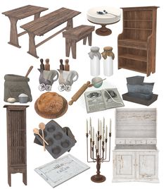 there are many items that can be found in this image, including an old bookcase