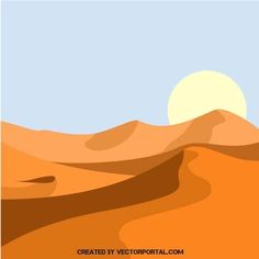 a desert landscape with sand dunes and the sun in the distance, created using adobe