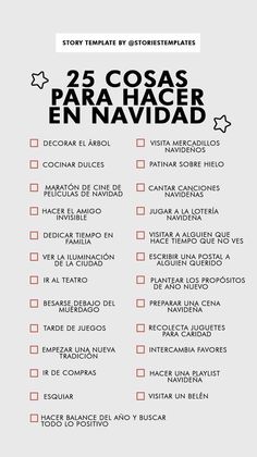 a poster with the words 25 cosass para navidad written in spanish