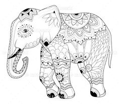 an elephant with patterns on it's body