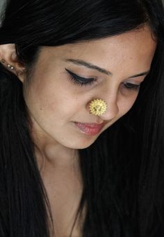 Gold-plated, festive, granulation work nose pin - Lai