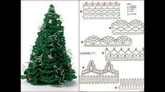 a crochet christmas tree is shown next to the instructions for how to make it