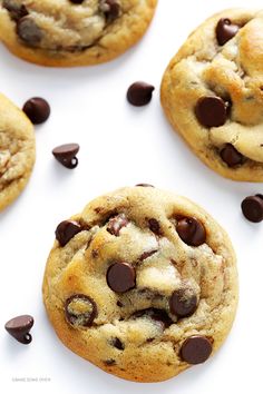 chocolate chip cookies on a white background