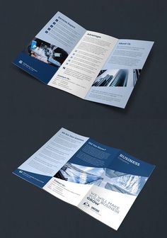 two fold brochure with blue and white design