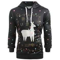 Animal Lamb Graphic Drawstring Kangaroo Pocket Hoodie - Black - 4B79742517 - Men's Clothing  #MensClothing #Men's #Clothing Lamb Graphic, Hoodies Cheap, Dads Clothes, Cheap Hoodies, Mens Hoodies, Cut Sweatshirts, Hoodie Size Chart, Pocket Hoodie, Kangaroo Pocket Hoodie