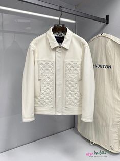 Louis Vuitton monogram white leather coat - unahubs.ru Gucci Polo Shirt, Gucci Sweater, Denim Ideas, Valentino Black, Wrap Coat, Leather Shirt, White Coat, Rain Coat, Leather Coat