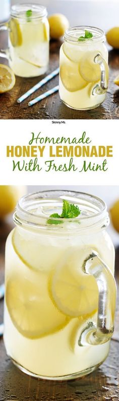 homemade lemonade with fresh mint in a mason jar