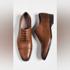 Brand: Salvatore Ferragamo Style: Riley Oxford With Original Box Timeless Leather Lace-up Shoes, Oxford Shoes Brown, Casual Oxford Shoes, Cap Toe Shoes, Oxblood Leather, Salvatore Ferragamo Men, Ferragamo Men, Monk Strap Shoes, Brown Loafers