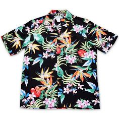 Jungle black hawaiian rayon shirt Hawaii Usa, Hawaiian Outfit, Tropical Shirts, Rayon Shirt, Bird Of Paradise, Island Style, Bowling Shirts, Aloha Shirt, Bright Designs