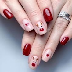 Incredible Short Red Nail Designs Ideas 2023||Red Nails For Womens 2023 Christmas Nail Designs Easy, Pretty Nail Designs, Christmas Nail, Classy Nails, Fancy Nails