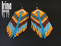 Native American style earrings Wide beaded earrings Tribal | Etsy Handwoven Orange Bohemian Earrings, Orange Handwoven Bohemian Beaded Earrings, Orange Handwoven Dangle Beaded Earrings, Artisan Handwoven Orange Earrings, Orange Beaded Fringe Jewelry, Artisan Orange Handwoven Earrings, Orange Beaded Fringe Earrings With Round Beads, Orange Beaded Fringe Drop Earrings, Orange Beaded Fringe Jewelry For Gifts