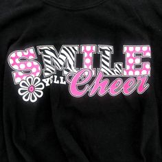 This Shirt Will Have You Smiling, Yelling And Cheering! Black And White Zebra Print With Bright Pink. This Is A Gildan Xl (Unisex Sizing) New From My Boutique. Cute Black Tops With Letter Print, Cute Black Tops With Text Print, Fun Black Tops With Screen Print, Black Funny Print Fun Tops, Black Crew Neck T-shirt For Cheerleading, Pink Letter Print Tops For Cheerleading, Pink Tops With Letter Print For Cheerleading, Fun Black Tops With Text Print, Fun Black Top With Text Print