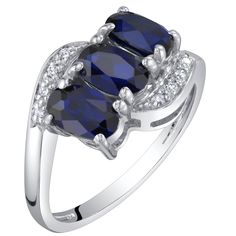 Peora.com - 14K White Gold Created Blue Sapphire and Diamond Three Stone Anniversary Ring 1.50 Carats Oval Shape Sizes 5 to 9 R63034, $289.99 (https://www.peora.com/14k-white-gold-created-blue-sapphire-and-diamond-three-stone-anniversary-ring-1-50-carats-oval-shape-sizes-5-to-9-r63034) Masquerade Dance, Painted Skies, Midnight Masquerade, Blue Stones Jewelry, Jewelry Questions, Blue Topaz Bracelet, Blue Sapphire Gemstone, White Gold Sapphire, Blue Sapphire Diamond