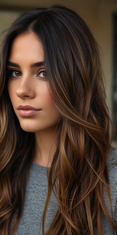 Brown Balayage Ideas That Will Make You Swoon! 🤩✨Brunette Brilliance: Get the Ultimate Hair Makeover🌟 Luscious Dark Brown Balayage Ideas to Dazzle Everyone! 💁‍♀️✨ So, get ready to Transform Your Look with the Latest Trend🔥 Dark Brown Balayage! 💇‍♀️✨ #BalayageGoals #HairTrendsetter #DarkBrownMagic #BalayageBeauties #DarkDelight #HairInspo #BrunetteBalayage #BalayageBeauty #DarkBrownDelight #SunKissedBrunette #BalayageHighlights #HairColorTrends #NaturalHairGoals #LowMaintenanceStyle #HairInspiration #StylishStrands Baylage On Dark Brown Hair, Dark Brunette Balayage Hair Caramel Ombre Chocolate Brown, Balayage For Dark Brown Hair Straight, Brunette Hair With Lowlights, Dark Brown Hair Highlights, Lowlights For Brunettes, Hair Balayage Brunette, Balayage For Brunettes, Dark Brunette Balayage Hair