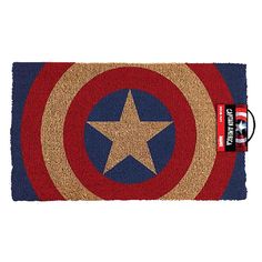 Captain America Shield Coir Doormat - BUCKET POPCORN Coconut Husk, Captain America Shield, Marvel Captain America, Coir Doormat, Star Spangled, High Fashion Home, American Heroes, Marvel Fan, Chicago Cubs Logo