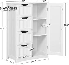 Sturdy construction: This free-standing cabinet is built in a solid structure with high load capacity up to 45 kg / Wooden Bathroom Floor, Wooden Bathroom Cabinets, Bathroom Floor Cabinet, Bathroom Standing Cabinet, Table Bathroom, Bathroom Floor Storage, Free Standing Cabinets, White Bathroom Cabinets, Freestanding Bathroom Cabinet