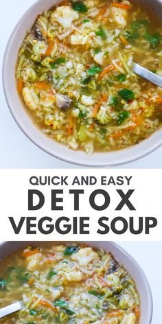 You can make this healthy vegetable detox soup in no time! It's warming, it's light and it's delicious - perfect cold weather meal! Healthiest Soup Recipes, Detox Soup Recipes, Healthy Soup Recipes Clean Eating, Food Cleanse, 7 Day Cabbage Soup Diet, Detox Vegetable Soup, Detoxing Your Body, Diet Soup, Diet Soup Recipes