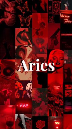 an advertisement for aries with many different images