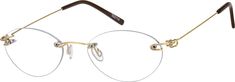 This eyeglasses is shown with lens shape #233. Please refer to the lens shape button above to see the 37 different lens shapes and sizes available with this eyeglasses. These different lens shape and size choices can significantly alter the overall look and final size of this eyeglasses. | Zenni Lightweight Rimless Prescription Eyeglasses Gold Metal Round Eyeglasses Frames, Rimless Glasses, Zenni Optical, Rimless Frames, Round Eyeglasses, Prescription Eyeglasses, Prescription Glasses, Eyeglasses Frames, Alex And Ani Charm Bracelet