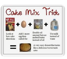 the ingredients for cake mix are shown here