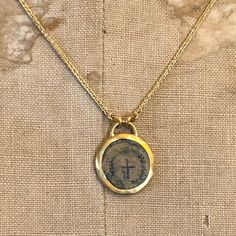 Eli Halili Jewelry ANCIENT BYZANTINE COIN NECKLACE, HIRSHLEIFERS NY Luxury Gold Coin Medallion Necklace, Yellow Gold Necklace With Gold Clasp, 14k Gold Necklace With Gold Clasp, Luxury Gold Chain Necklace With Coin Pendant, Antique Yellow Gold Coin Necklace In Brass, Antique Yellow Gold Brass Coin Necklace, Luxury Gold Engraved Coin Necklace, Byzantine Yellow Gold Coin-shaped Jewelry, Byzantine Style Coin-shaped Yellow Gold Jewelry