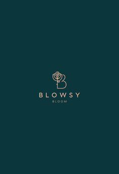 the logo for blowsy bloom is shown on a dark green background with gold lettering