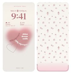 the back and front side of an iphone case with hearts on it, which reads 9 14am