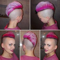 Wash Out Hair Color, Bald Beauty, Extreme Hairstyles, Short Undercut, Shaved Hair Designs, Mohawks, Fashion Feminine, Mohawk Hairstyles, Edgy Short Hair