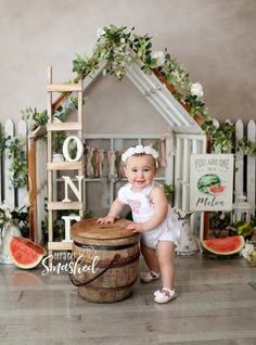 Let's Get Smashed by K Artocin Photography-South Jersey Photographer Terraria Cake, Easter Photo Backdrop, Jersey Cake, Watermelon Theme, Easter Mini Session, Stylish Kids Fashion, Baby Birthday Photoshoot, Smash Cake Girl, Kids Studio