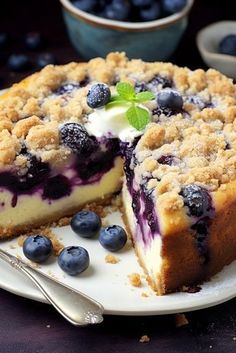 Blueberry Cream Cheese Coffeecake, Lemon Blueberry Cream Cheese Coffee Cake, Blueberry Cream Cheese Coffee Cake Easy, Desserts With Cheese, Blueberry Pie Cake, Blueberry Cream Pie Recipe, Blueberry Desserts Easy, Blueberry Cream Cheese Dessert, Blueberry Cheesecake Recipes