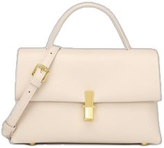 White Business Shoulder Bag With Gold-tone Hardware, Luxury Everyday Cream Shoulder Bag With Gold-tone Hardware, Light Luxury Shoulder Bag With Gold-tone Hardware, Cream Shoulder Bag With Gold-tone Hardware And Double Handle, Beige Shoulder Bag With Gold-tone Hardware And Double Handle, Newest Trends, New Trends, Handbags, Leather